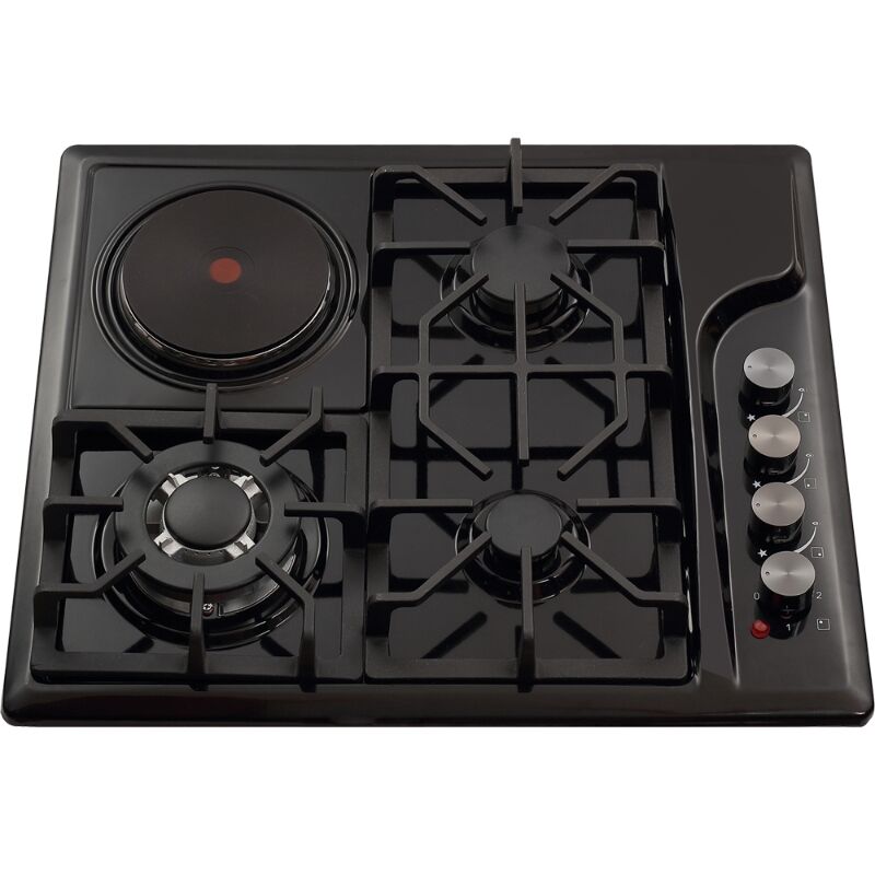 GS4G34 Hot Selling Built In 3 Gas 1 Electric Hobs 60CM Enamel Gas Cooktops Metal Knob