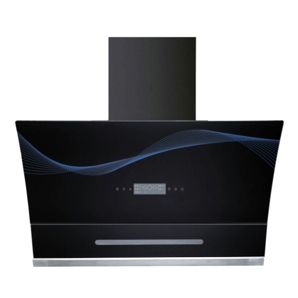 RSD-6 हॉट सेल रसोई कुकर हुड 90 सेमी टेम्पर्ड ग्लास एक्सट्रैक्ट हुड तांबे की मोटर काला रंग चिमनी