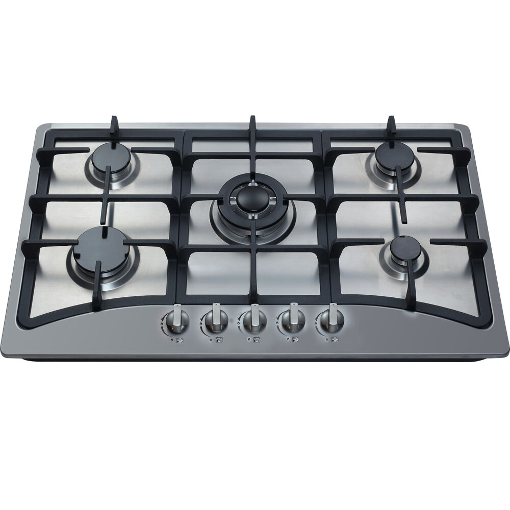 GS5S31 Good Sells Cooking 86CM Gas Stove Stainless Steel Built In 5 Burners Gas Hobs Household Used  