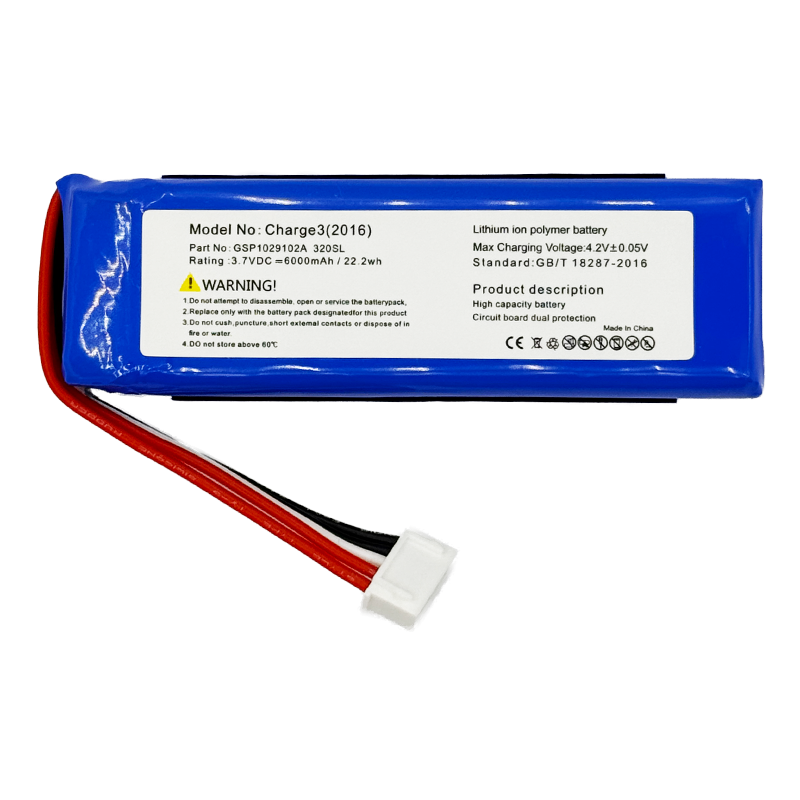 3.7V 6000mAh Durable Speaker Battery Replacement GSP1029102A 320SL for JBL Charge 3 2016 Bluetooth Soundbox