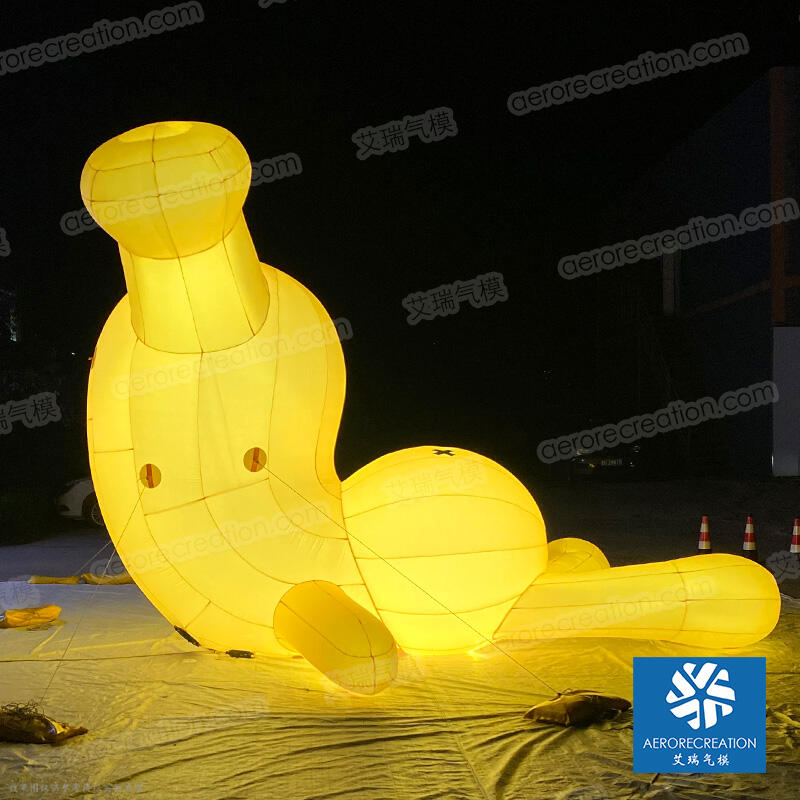 Giant Yellow Inflatable Cartoon Rabbit with Light