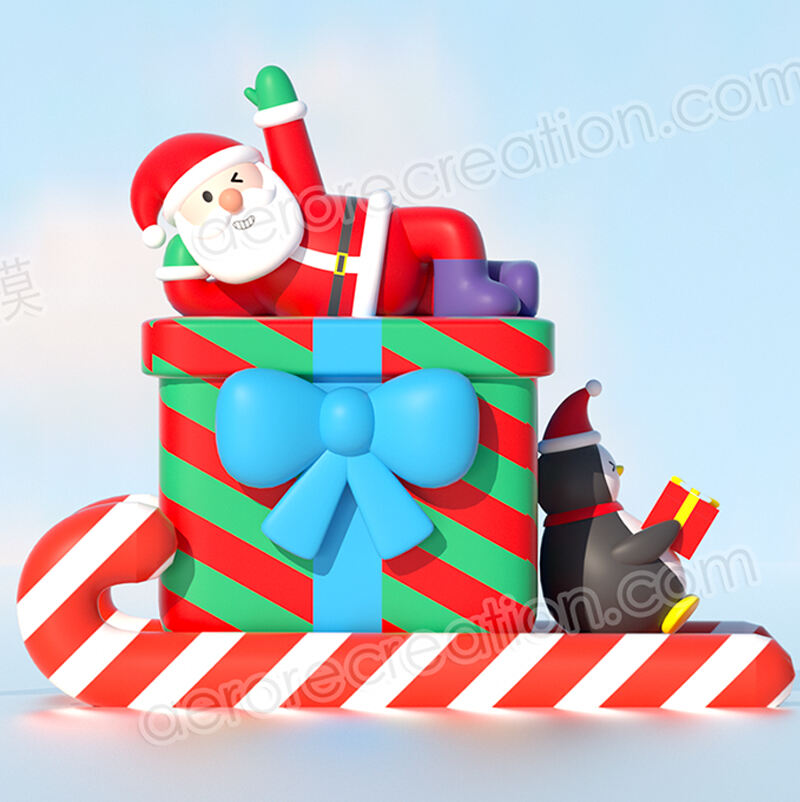 Giant Inflatable Christmas Cartoon Gift Box