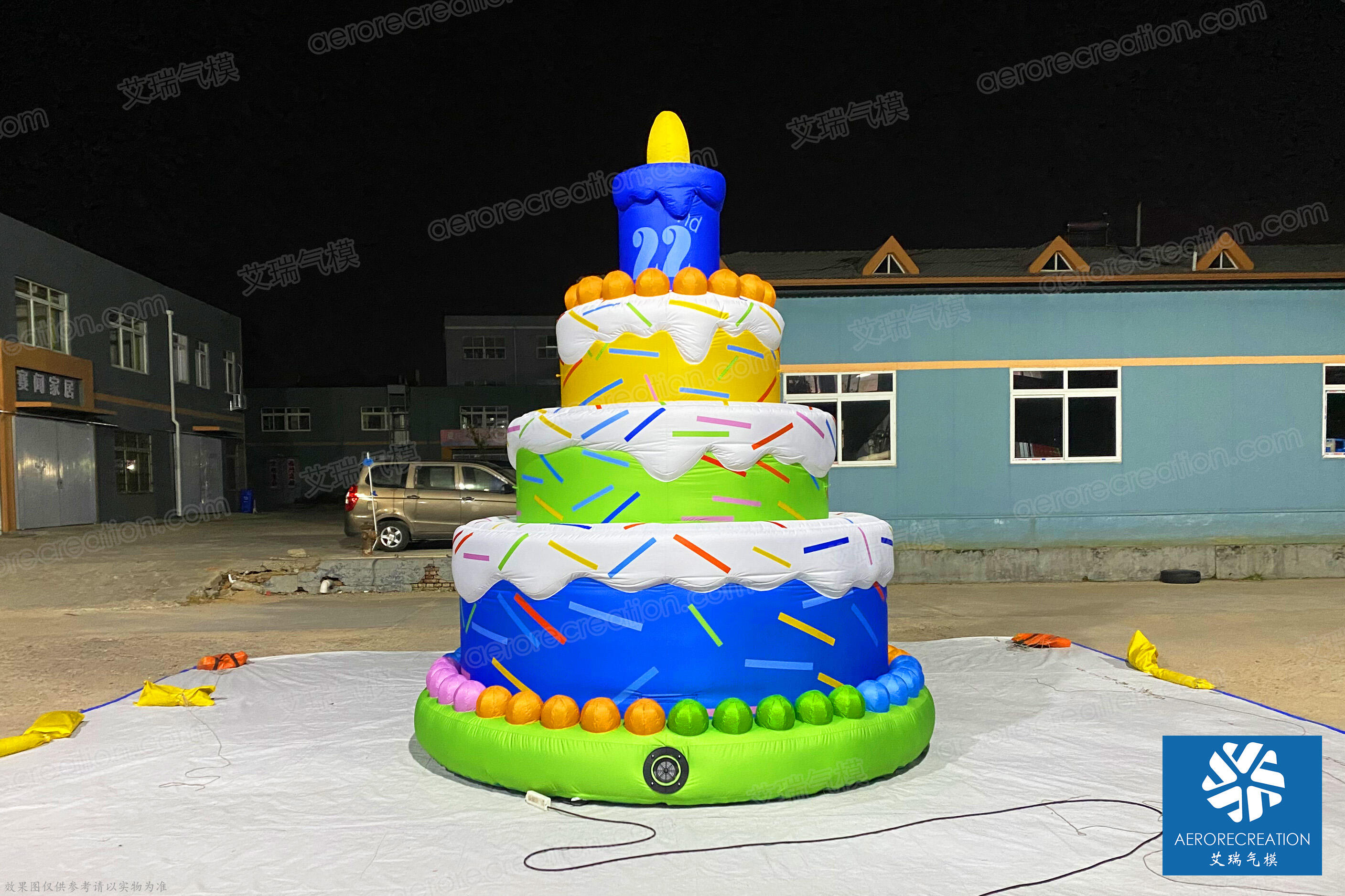 Activity Large Inflatable Birthday Cake Replica with Light