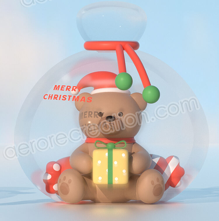 Inflatable Transparent Christmas Gift Bag with Bear