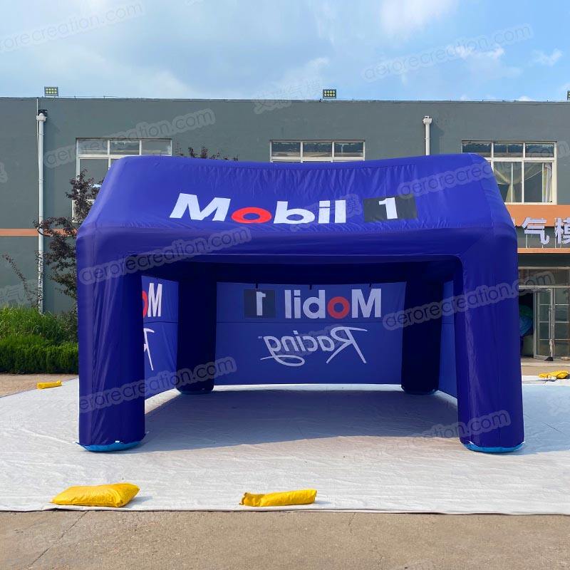 Tienda de campaña inflable con forma de cubo para promoción de carreras