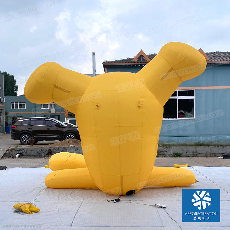 Giant Yellow Inflatable Cartoon Rabbit with Light