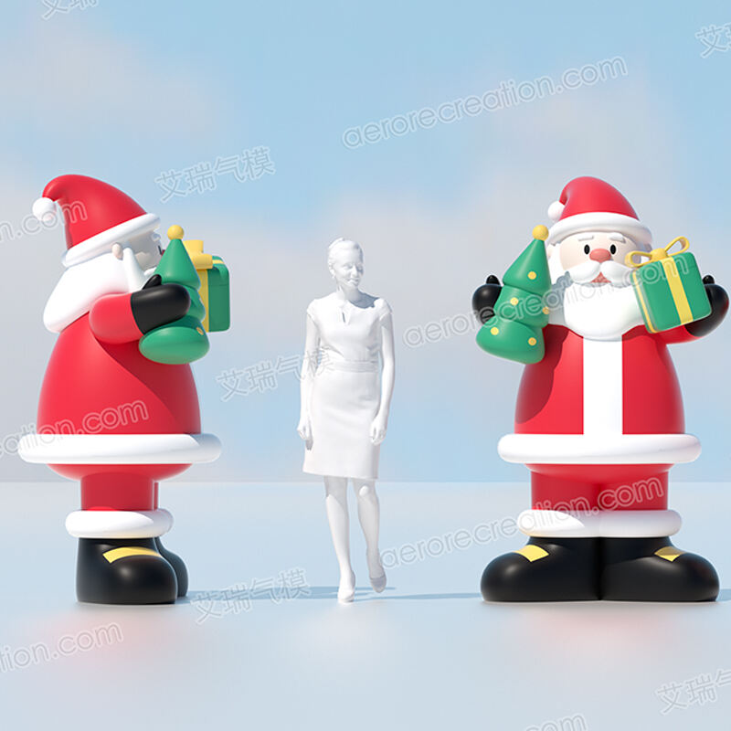 Cartoon Inflatable Christmas Santa with Gift