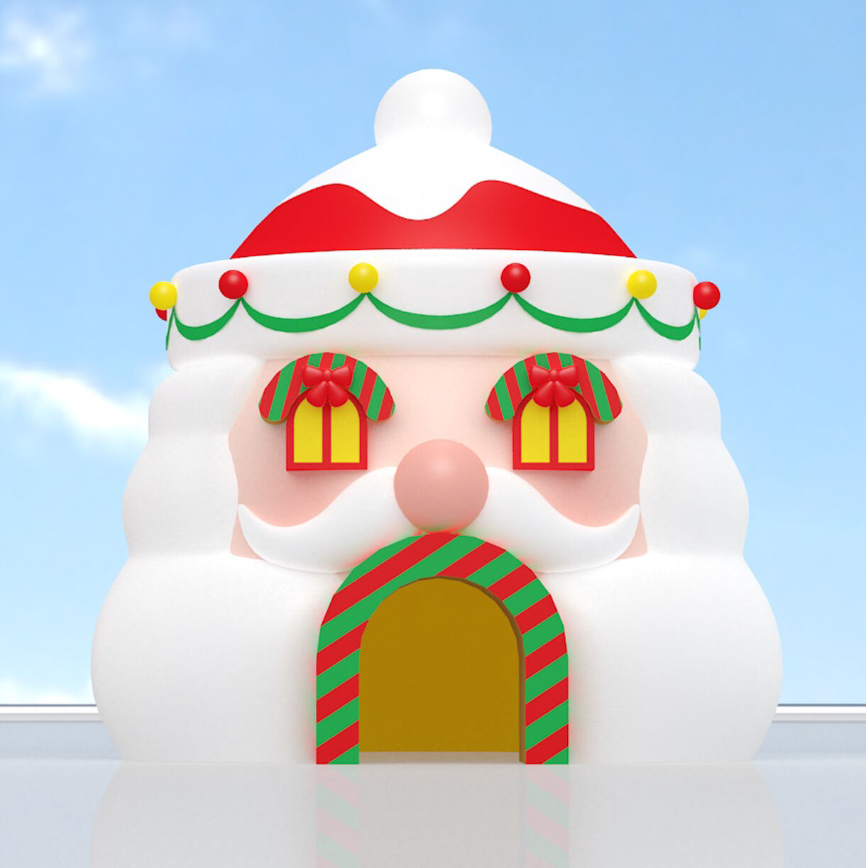 Customized White Inflatable Christmas House