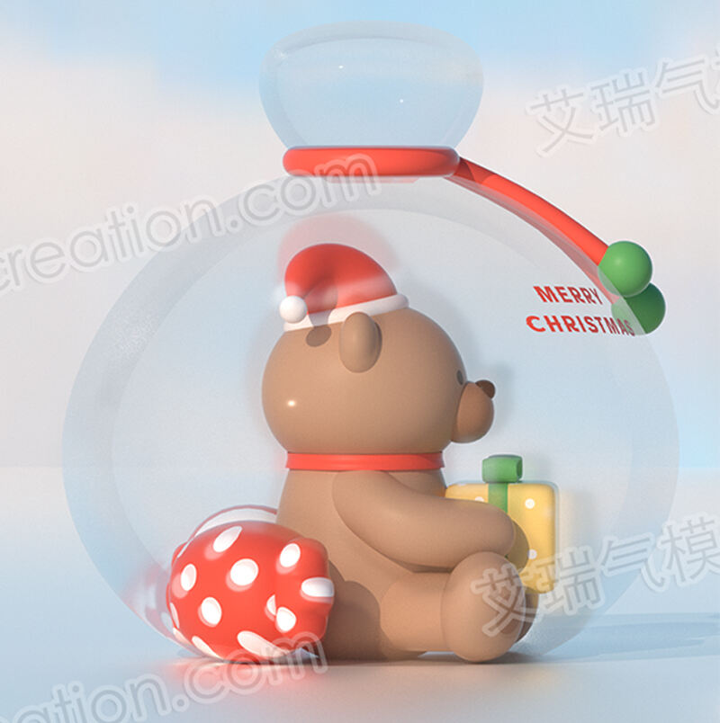 Inflatable Transparent Christmas Gift Bag with Bear