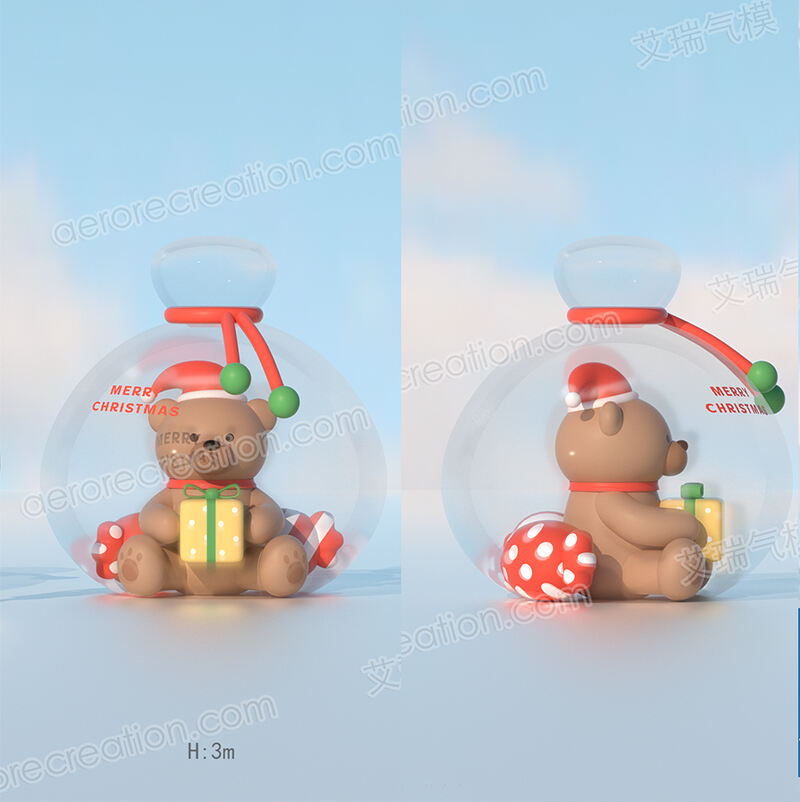 Inflatable Transparent Christmas Gift Bag with Bear