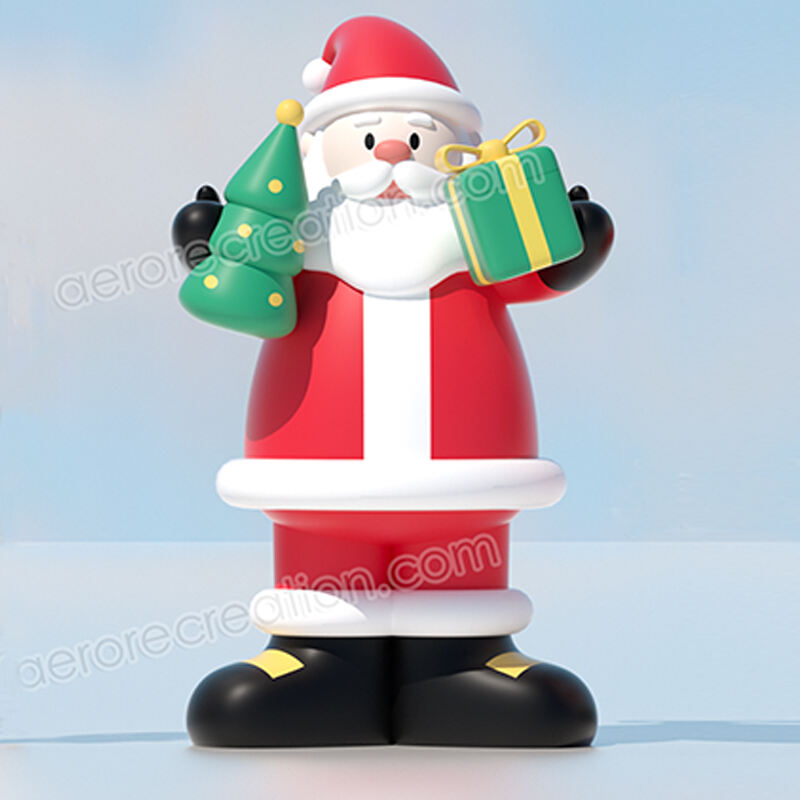 Cartoon Inflatable Christmas Santa with Gift