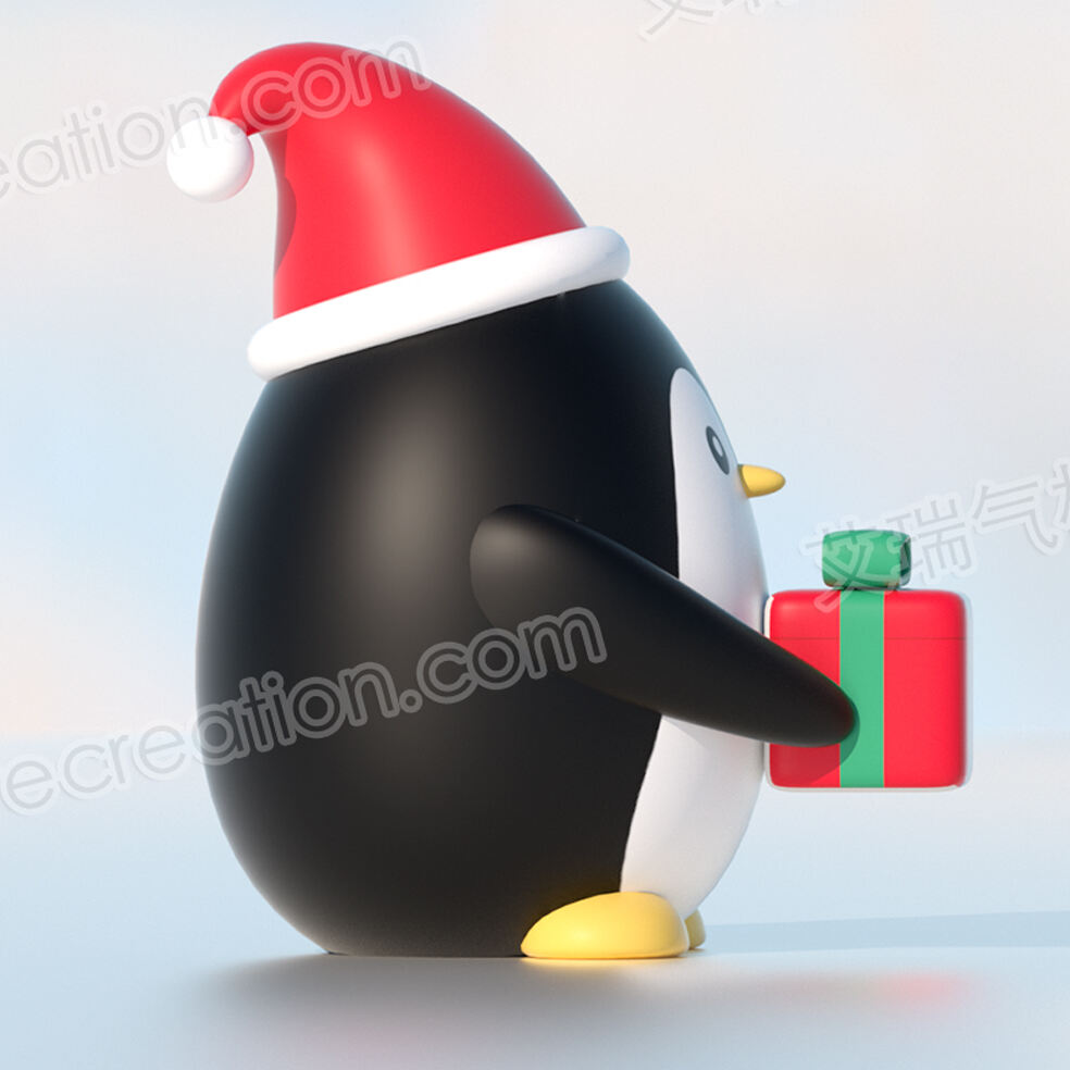 Inflatable Christmas Penguins with Gift