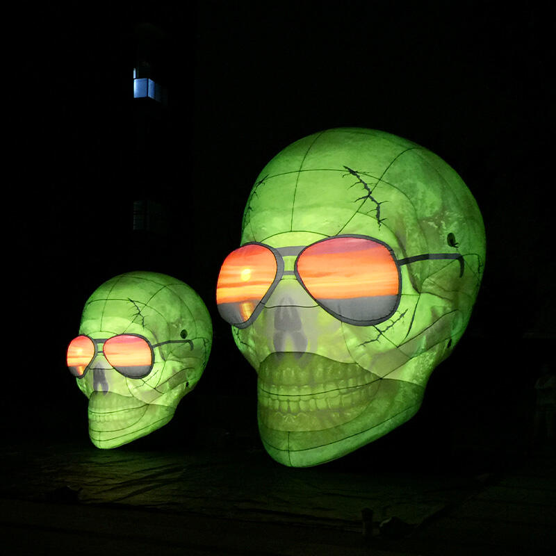 Inflatable Halloween green skull