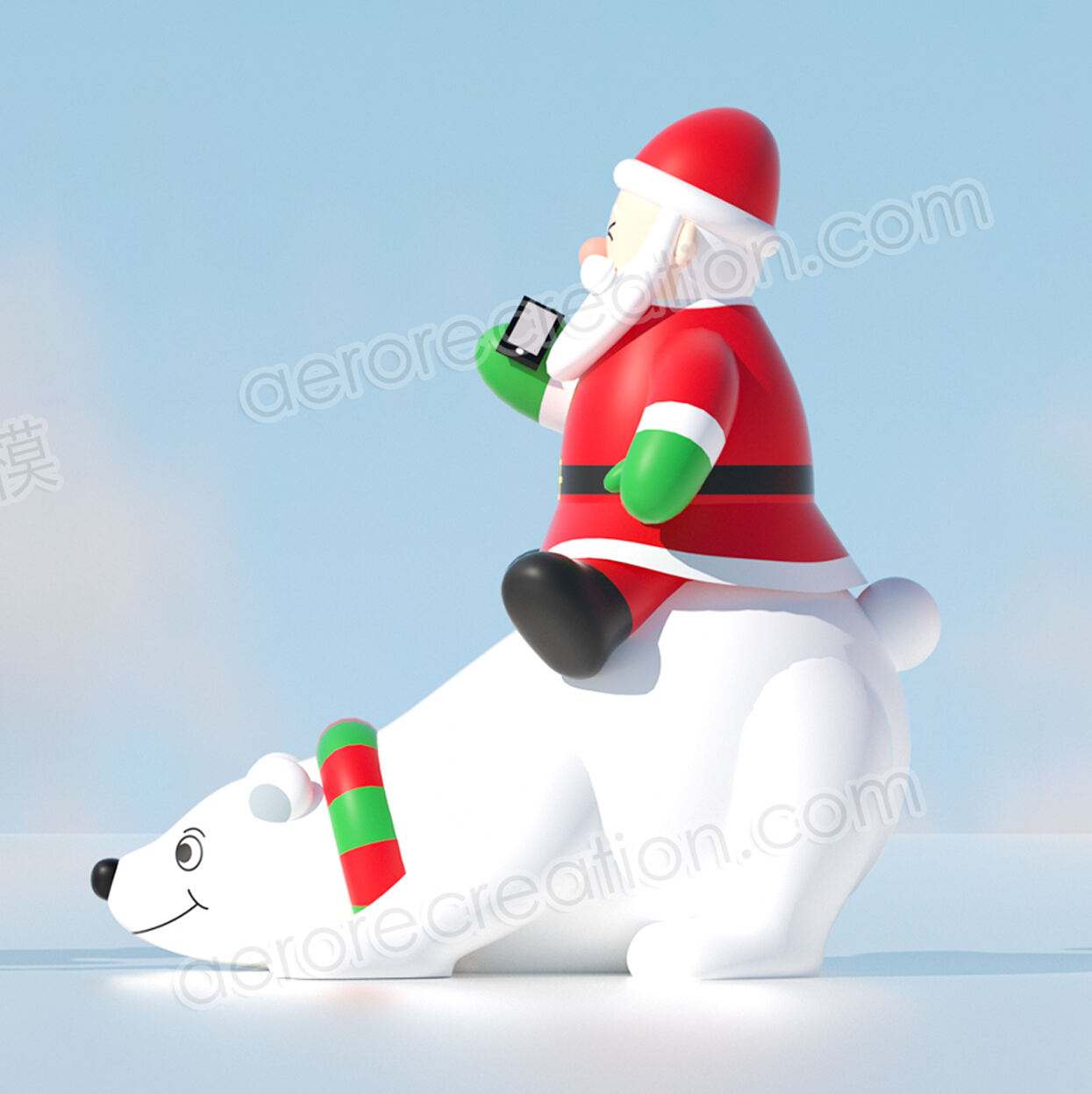 Funny Inflatable Santa Claus Riding Bear