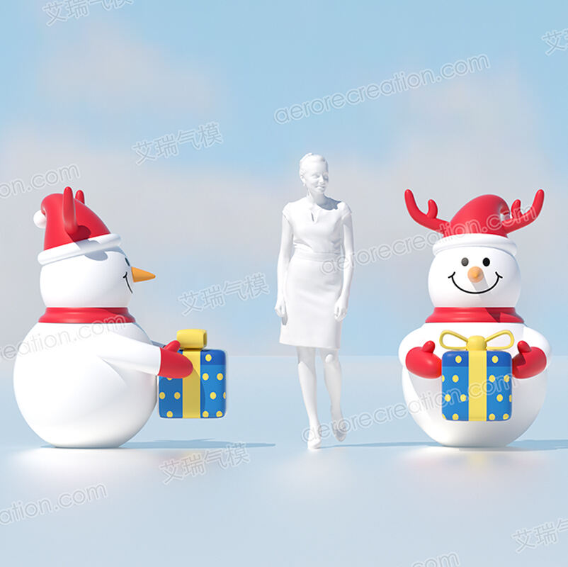 Custom Inflatable Xmas Snowman with Gift