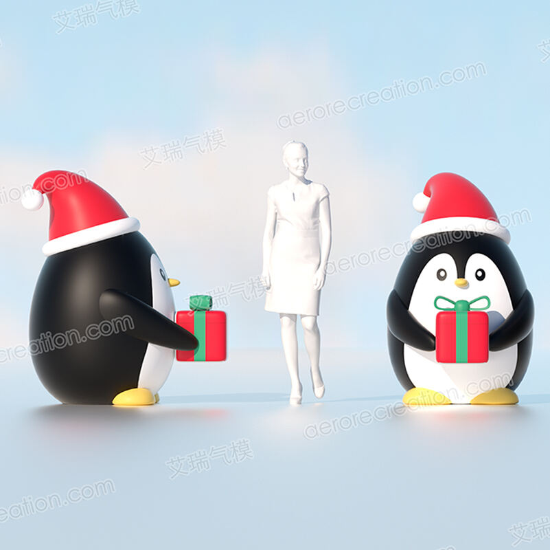 Inflatable Christmas Penguins with Gift