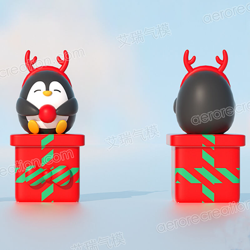 1.5m Inflatable Christmas Gift Box with Penguins