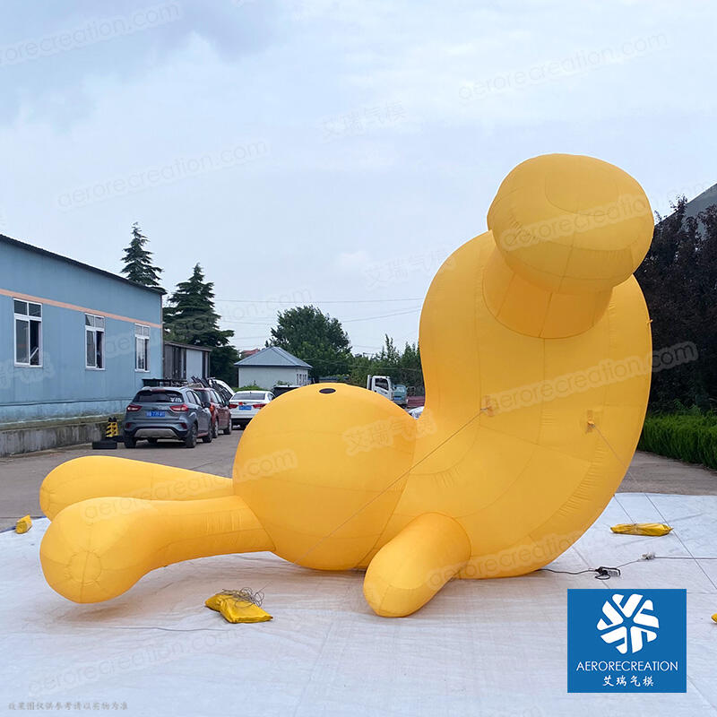 Giant Yellow Inflatable Cartoon Rabbit with Light