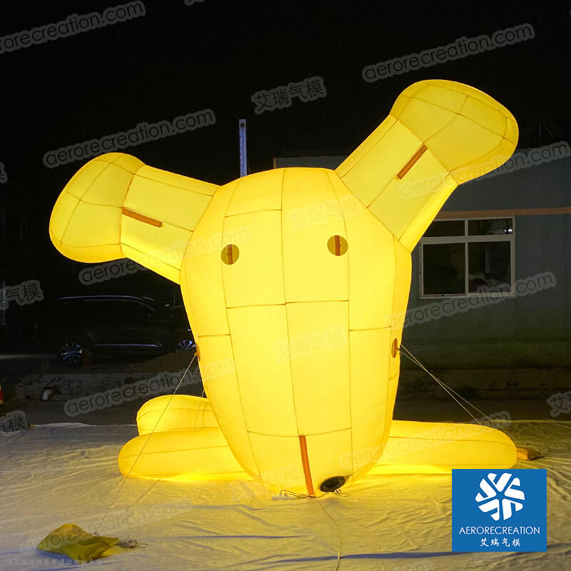 Giant Yellow Inflatable Cartoon Rabbit with Light