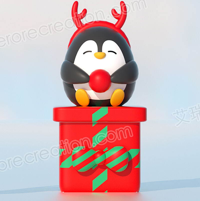 1.5m Inflatable Christmas Gift Box with Penguins