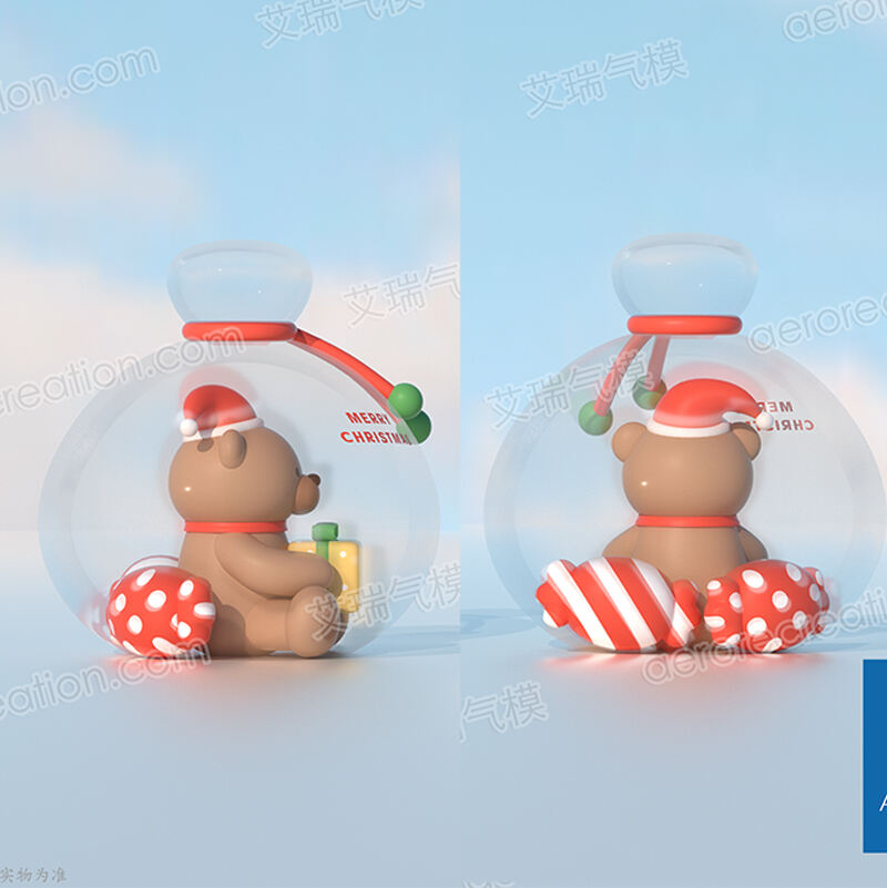 Inflatable Transparent Christmas Gift Bag with Bear