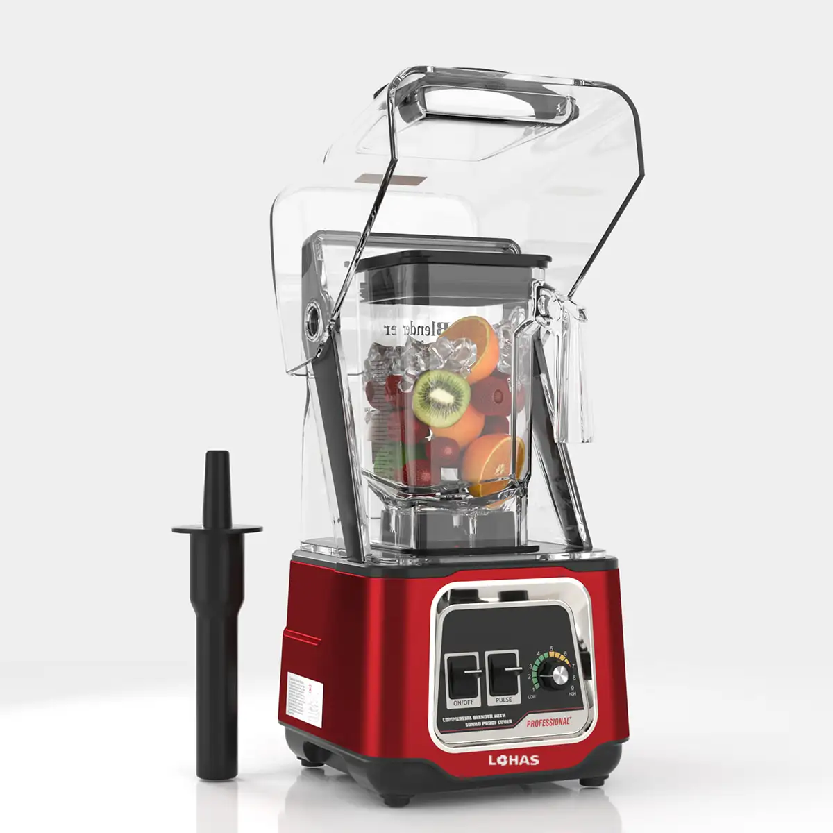 How many watts does a typical commercial blender use, and what is its useful life?