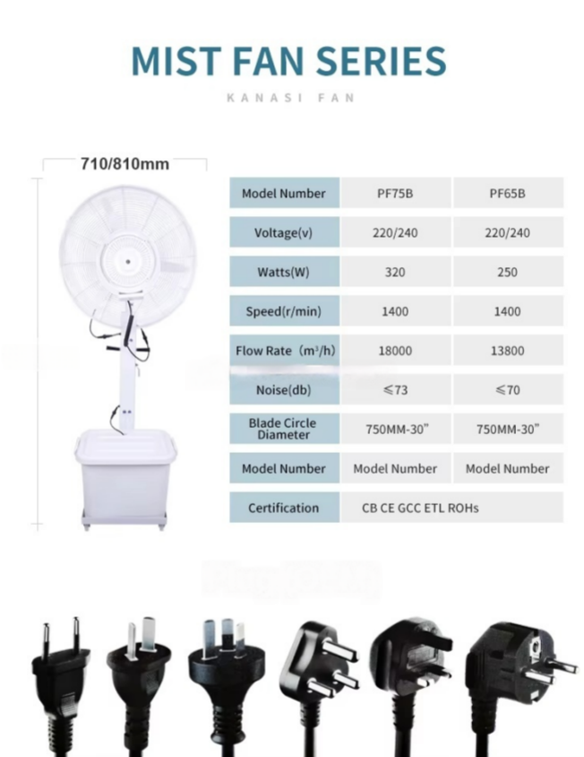 26 30 Inch Industrial Outdoor Electric Stand Floor Water Spray Ventilador air Coolers Maker Mist Fan Sprayer details
