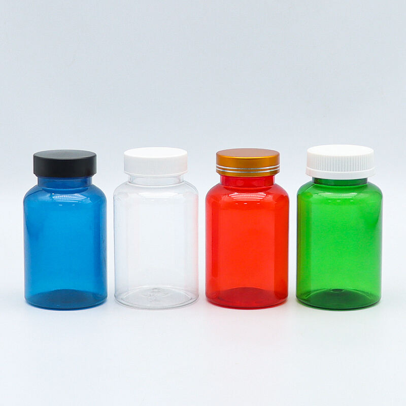 150ml PET Pharmaceutical Round Bottle with Child Proof Screw Cap Green Red Brown Amber for Pills & Capsules Medicine Storage