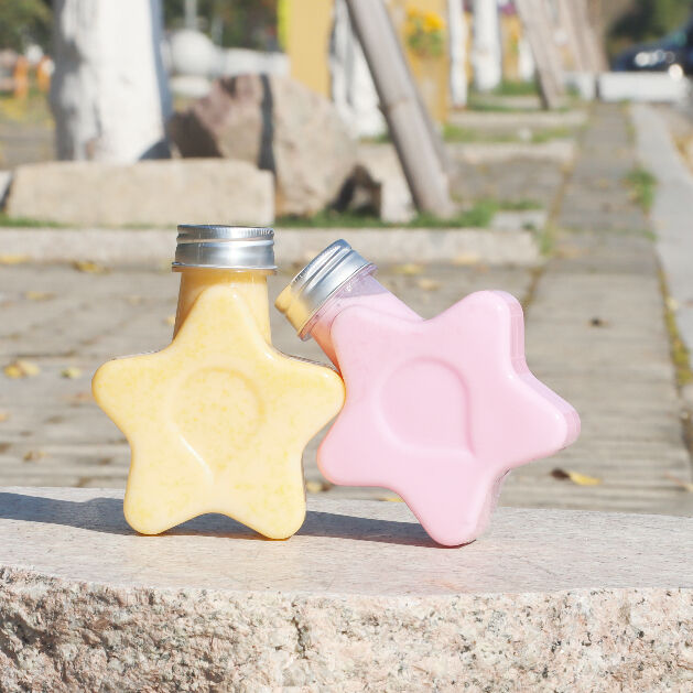 250ml star shape food-grade PET material plastic packaging bottle can hold juice and drinks creative design child like