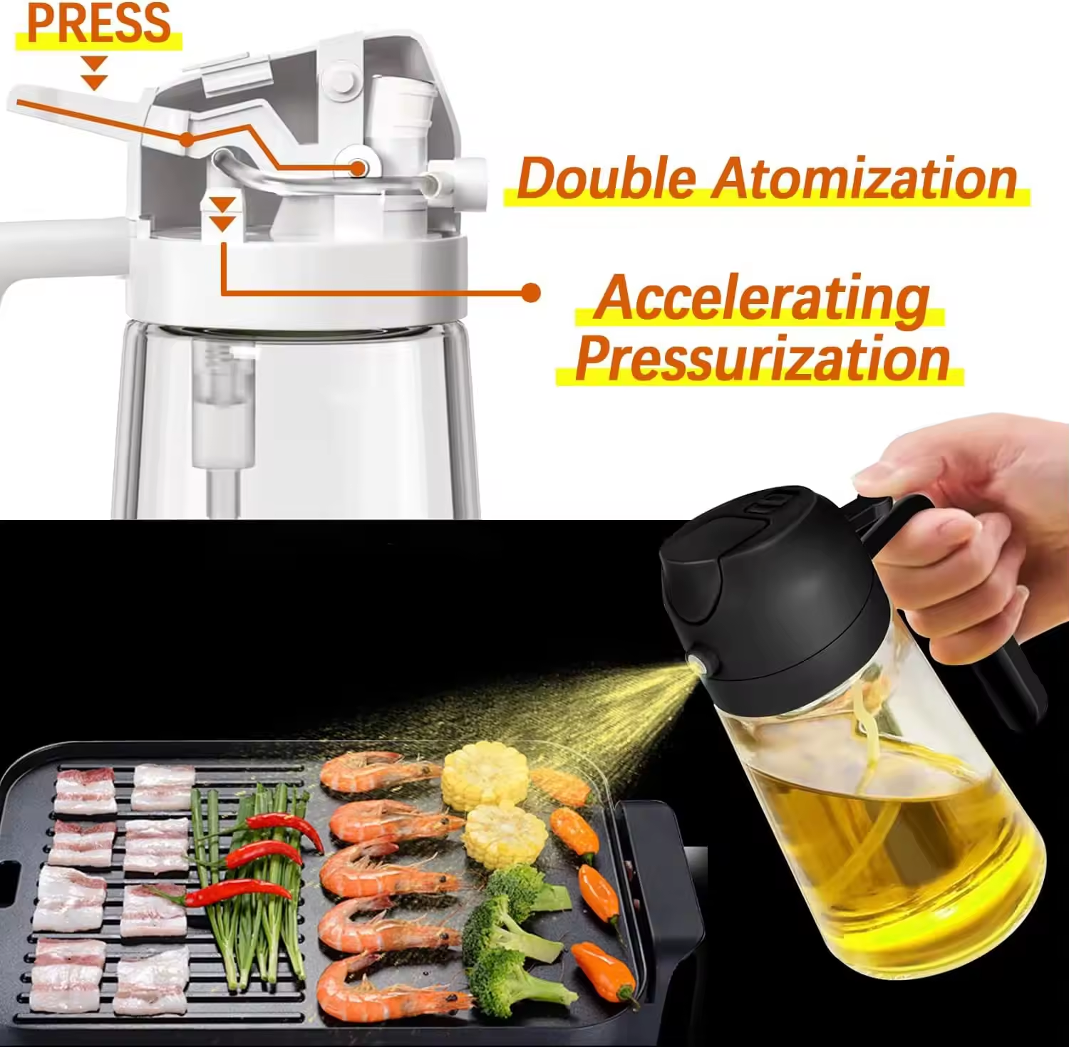 Wholesale Custom Olive Oil Dispenser Bottles Cooking Oil Sprayer 470 ml Glass Oil Spray Bottles with Quality Nozzles for Barbecu