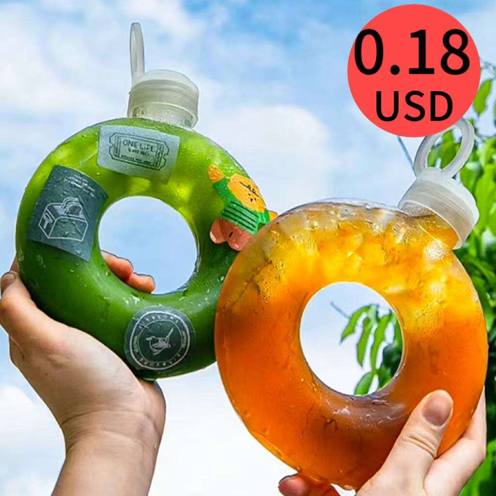 Custom Logo 16oz 500ml Milk Tea Juice PP Beverage Bottle High Temperature Resistance Donut Bottle