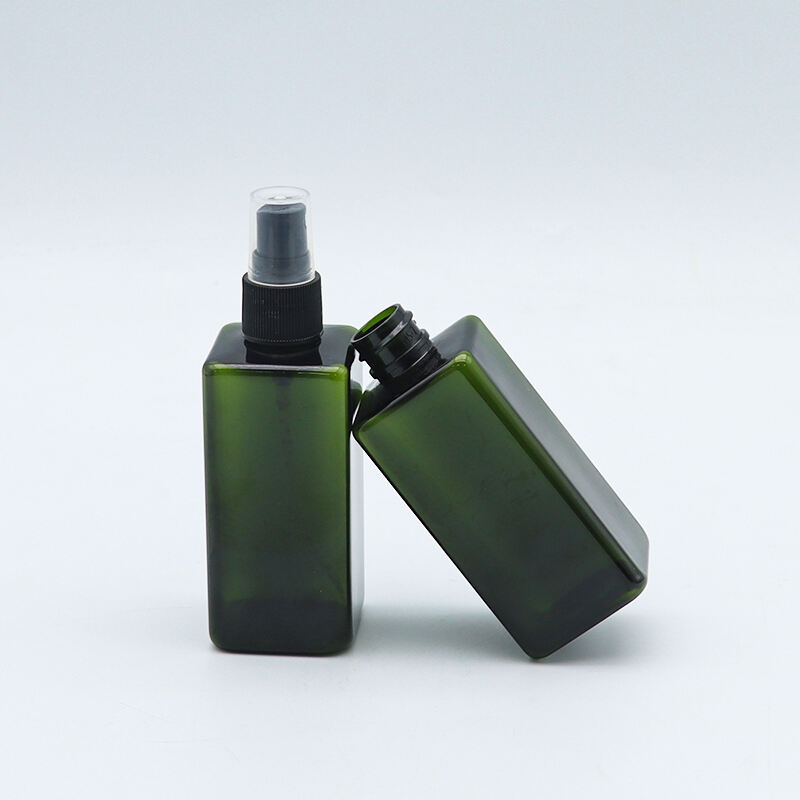 Factory Sale Custom Green Color 120ml square Shape Plastic Spray Bottle for Perfume