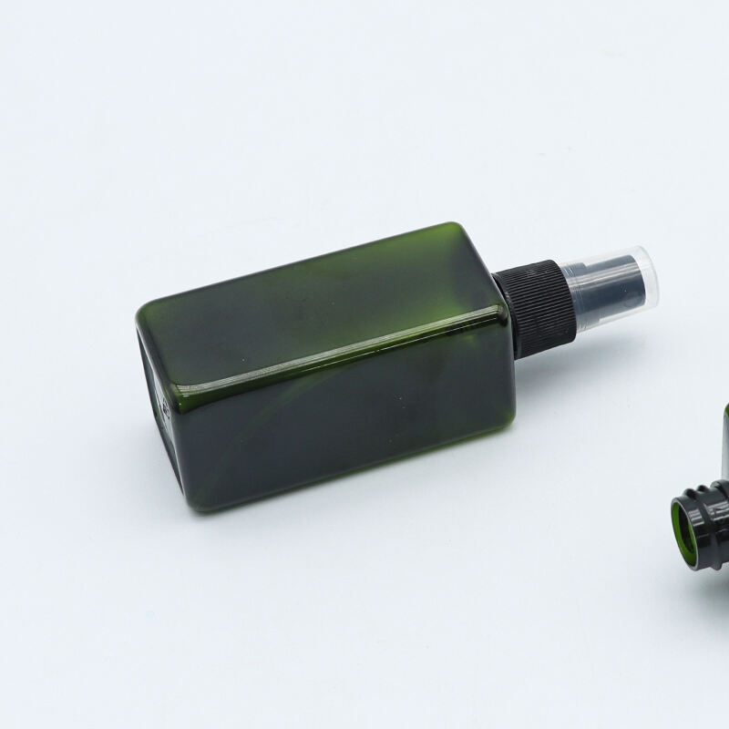 Factory Sale Custom Green Color 120ml square Shape Plastic Spray Bottle for Perfume