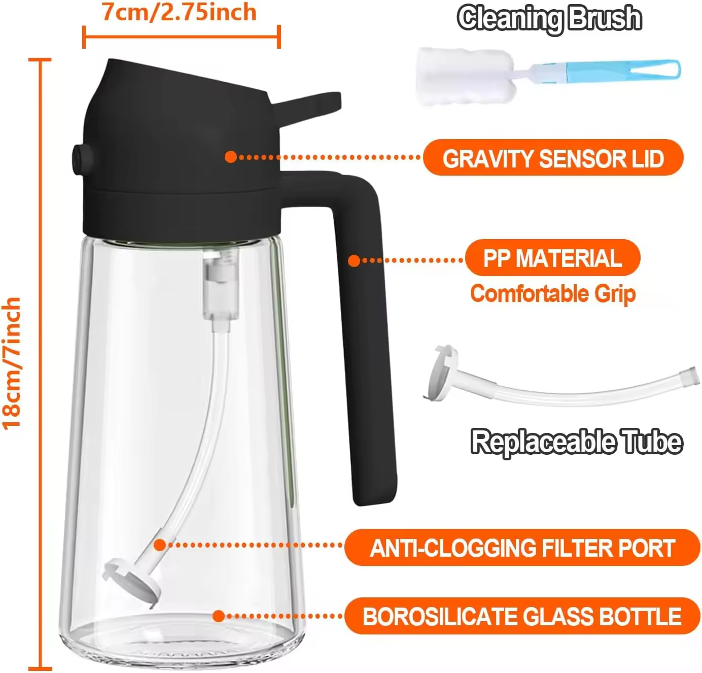 Wholesale Custom Olive Oil Dispenser Bottles Cooking Oil Sprayer 470 ml Glass Oil Spray Bottles with Quality Nozzles for Barbecu