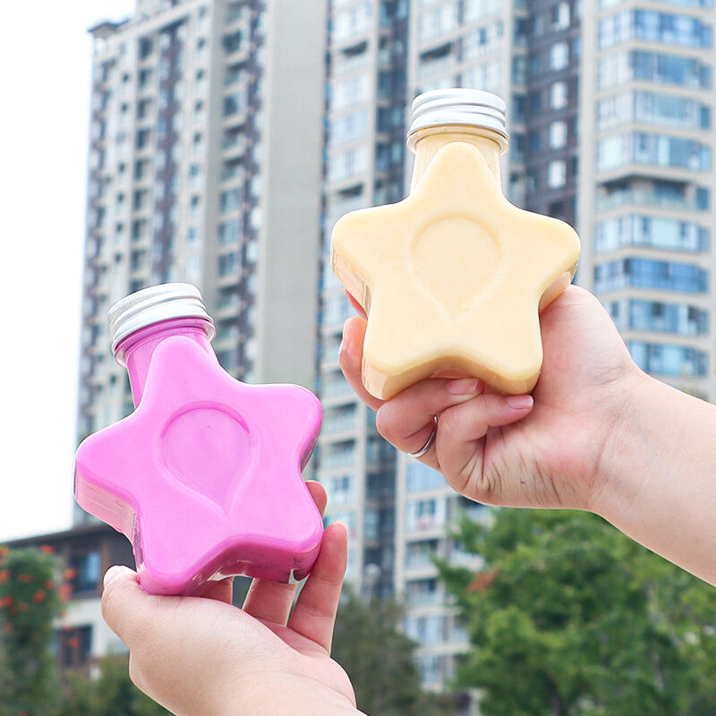 250ml star shape food-grade PET material plastic packaging bottle can hold juice and drinks creative design child like