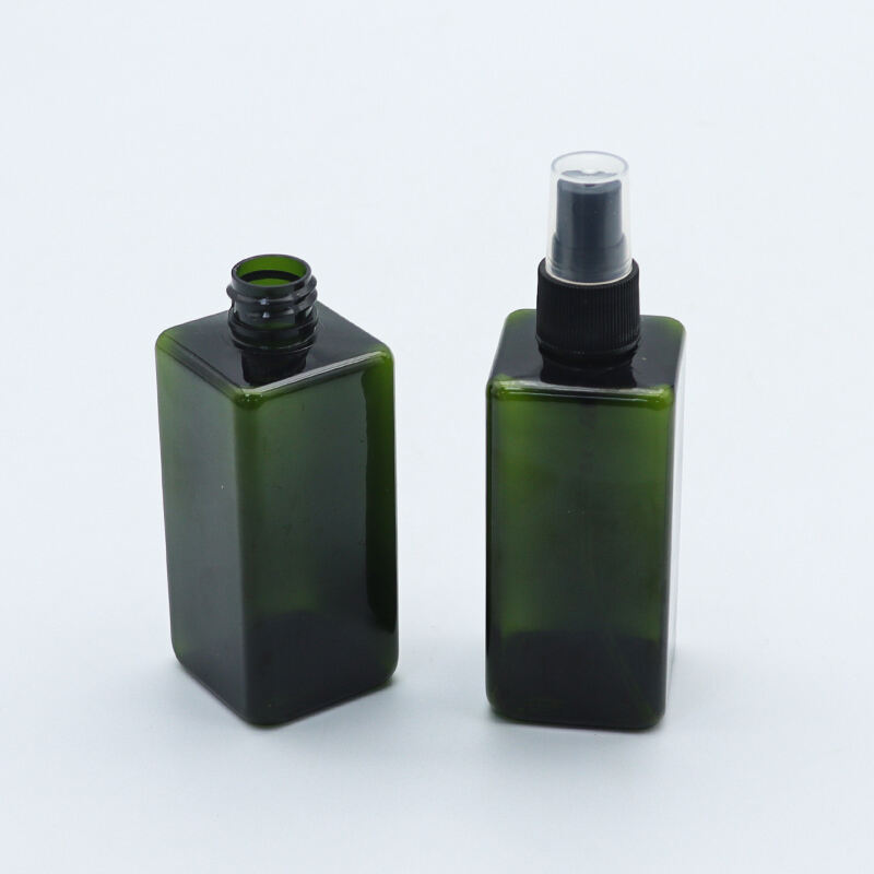 Factory Sale Custom Green Color 120ml square Shape Plastic Spray Bottle for Perfume
