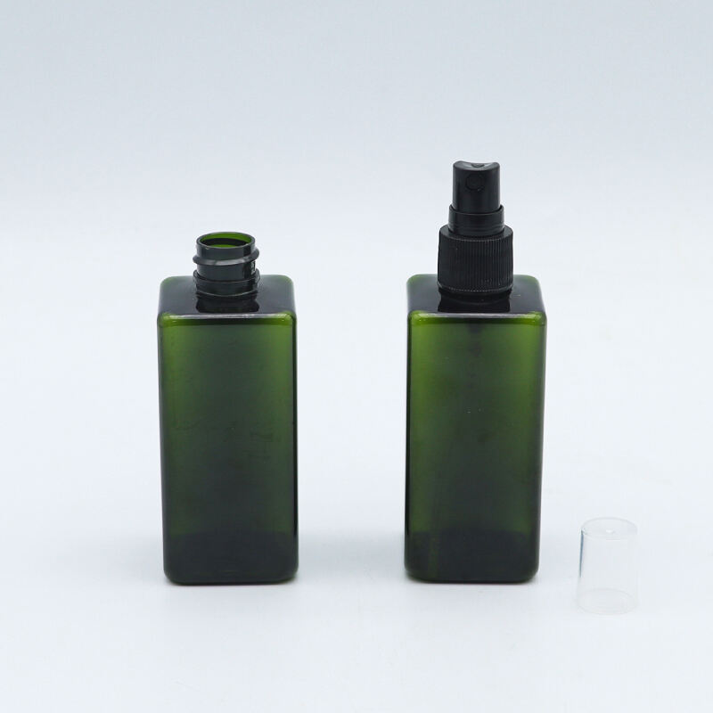 Factory Sale Custom Green Color 120ml square Shape Plastic Spray Bottle for Perfume
