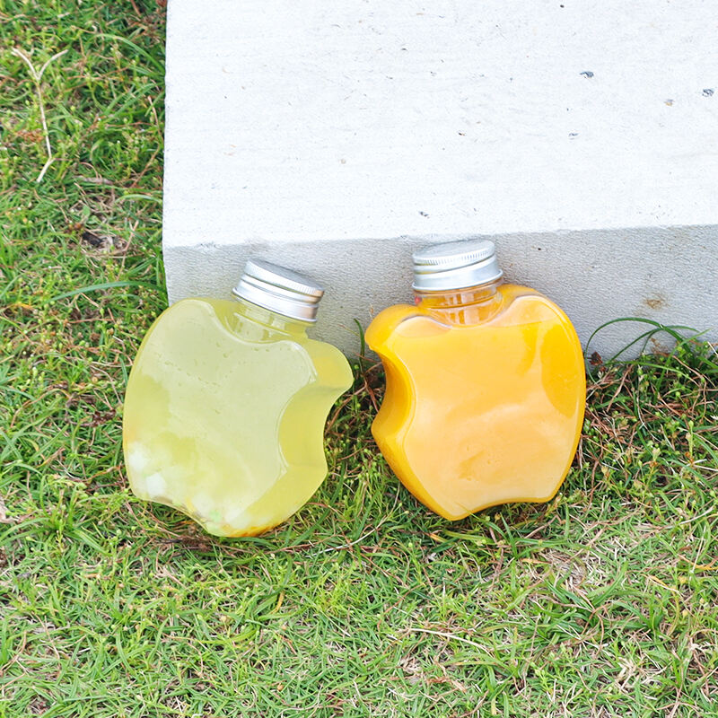 300ml apple shape food-grade PET material plastic packaging bottle can hold juice and drinks creative design child like