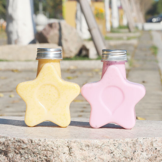 250ml star shape food-grade PET material plastic packaging bottle can hold juice and drinks creative design child like