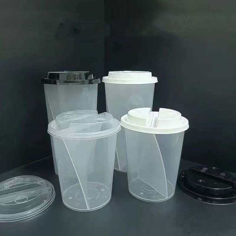 New Selling clear 16 oz and 24 oz Takeaway Plastic Cups with LIDS and Straws, 2-room Double Split Boba Cups