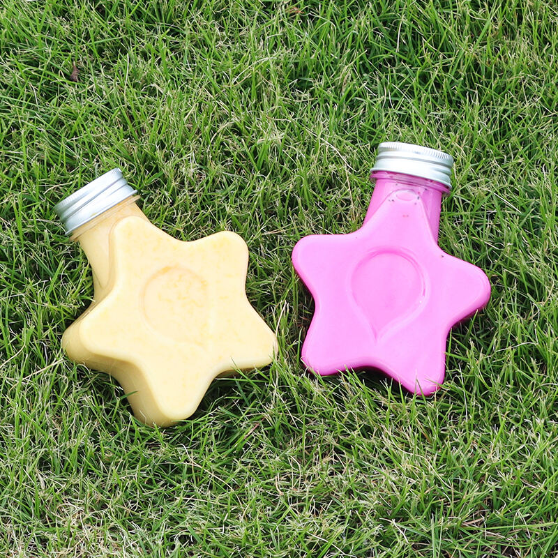 250ml star shape food-grade PET material plastic packaging bottle can hold juice and drinks creative design child like