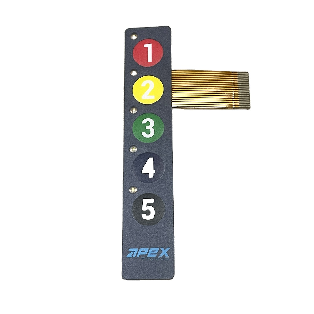 Fabrikfreies Muster, individuell geprägtes Druckknopf-Keypad mit 5 Tasten, wasserdichtes FPC-Membranschalter-Keypad mit LED-Beleuchtung