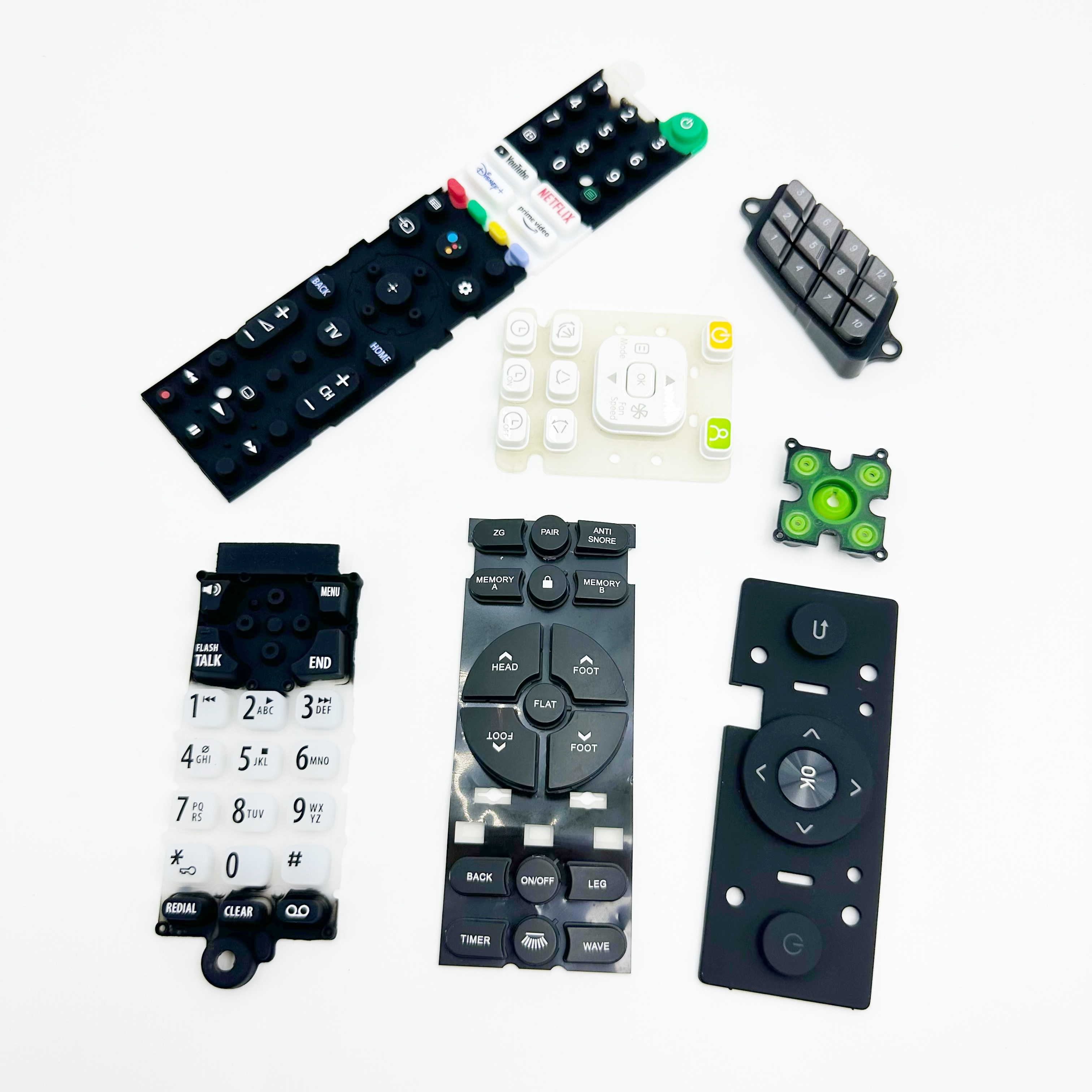Custom P+R Plastic Remote Control Keypad with Laser Printing Waterproof Conductive Keys for TV/AC/Smart Home