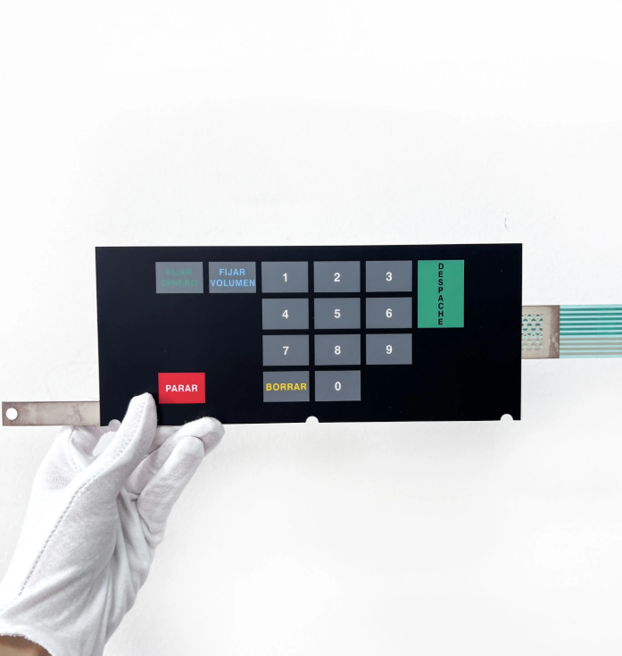 OEM ODM Custom Membrane Keyboard Membrane Keypad Membrane Switch Tahan Air untuk Pompa Pengisi Bensin