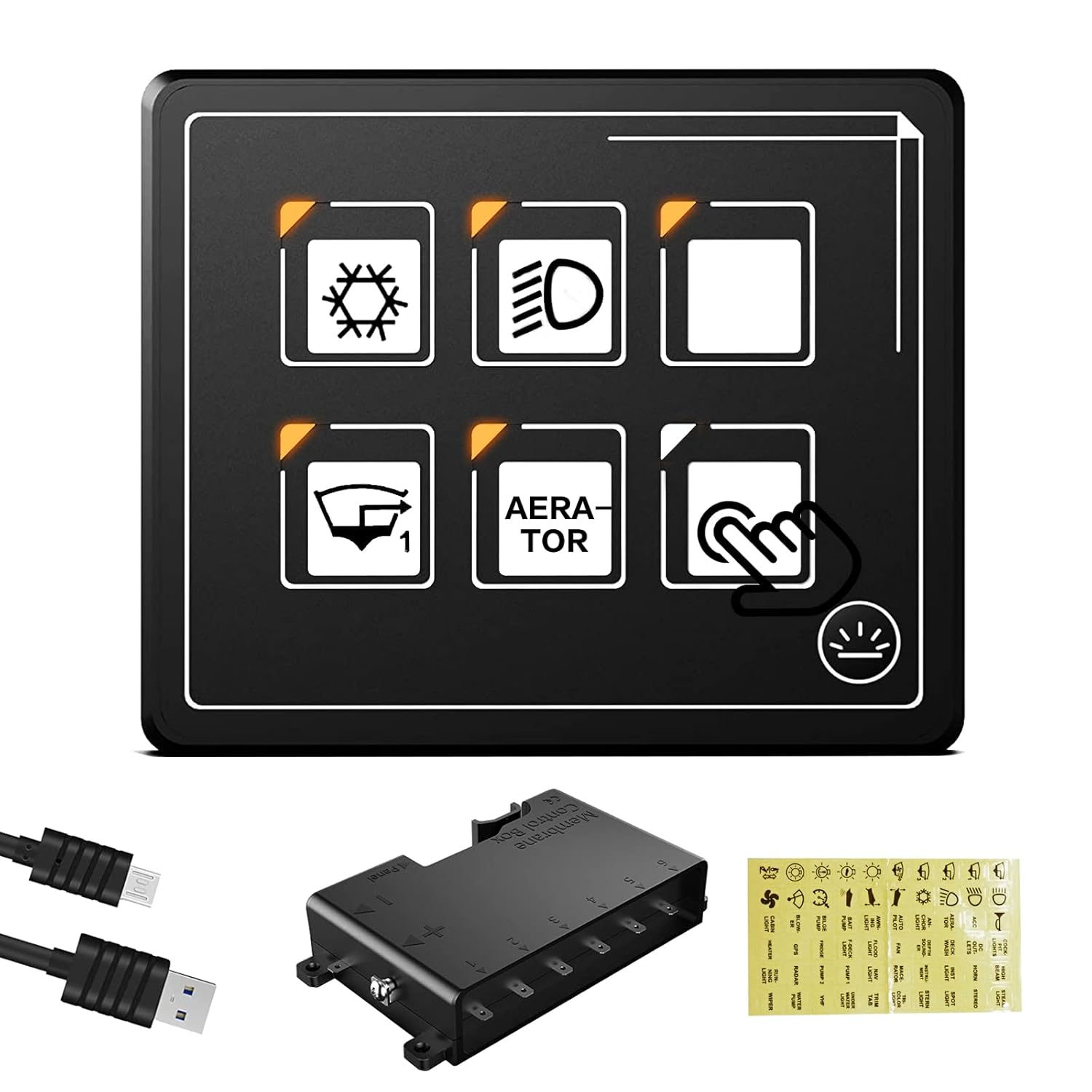 Touch Membrane Switch Panel Backlight LED Panel Programmable Momentary Button Switch with Electrical Control Box Waterproof Toggle Switch Box
