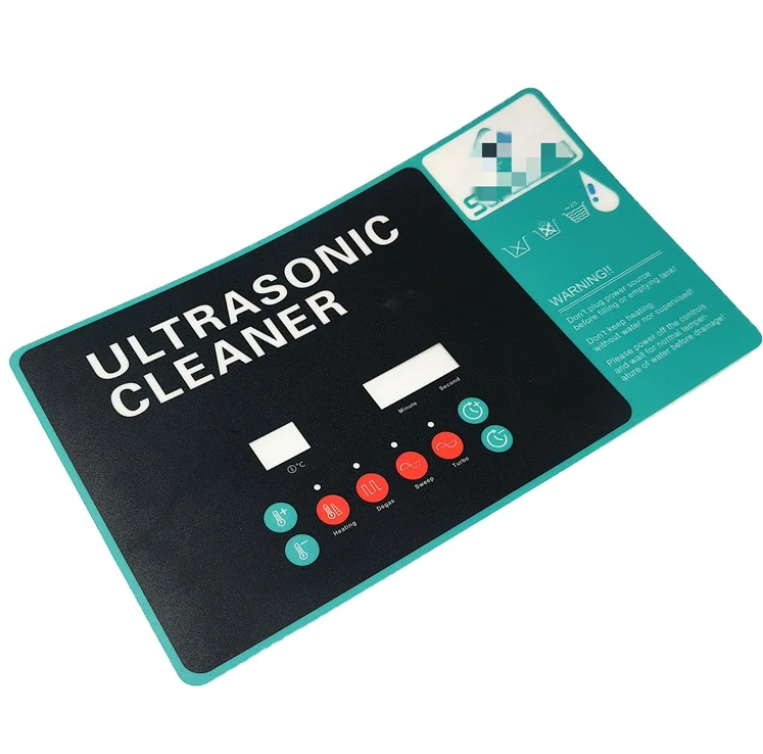 ULTRASONIC CLEANER용 맞춤 인쇄 키보드 막키 패널 폴리카보네이트 폴리에스터 그래픽 오버레이