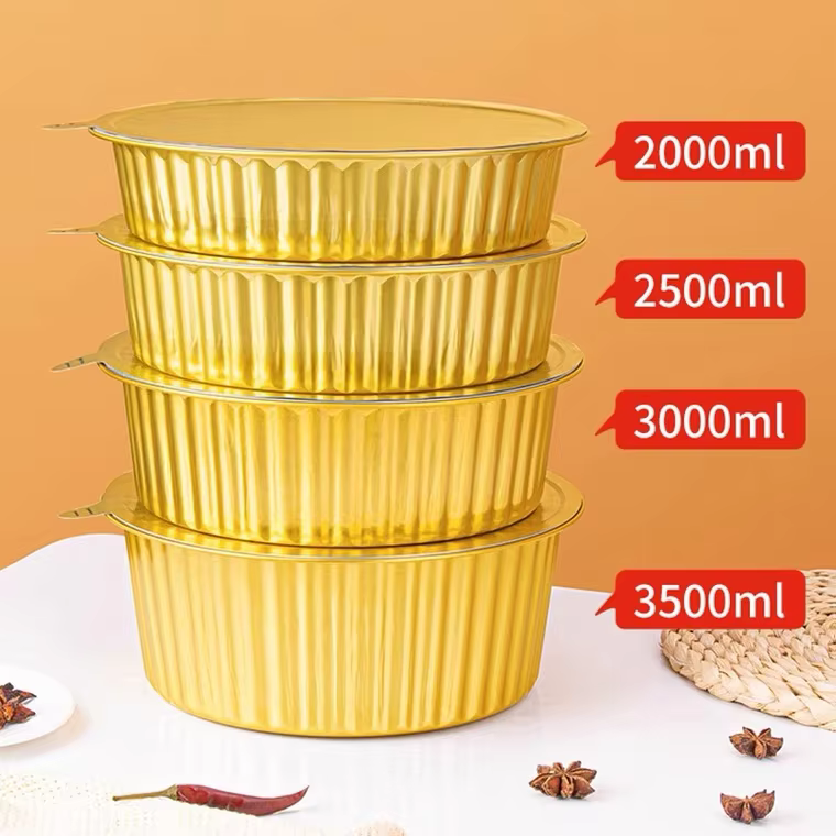 Y3000 OEM ODM 3000ml Large Size Disposable Aluminum Foil Cooking Pot New Design Thicken Hot Pot Bowl Bakery Food for Baking