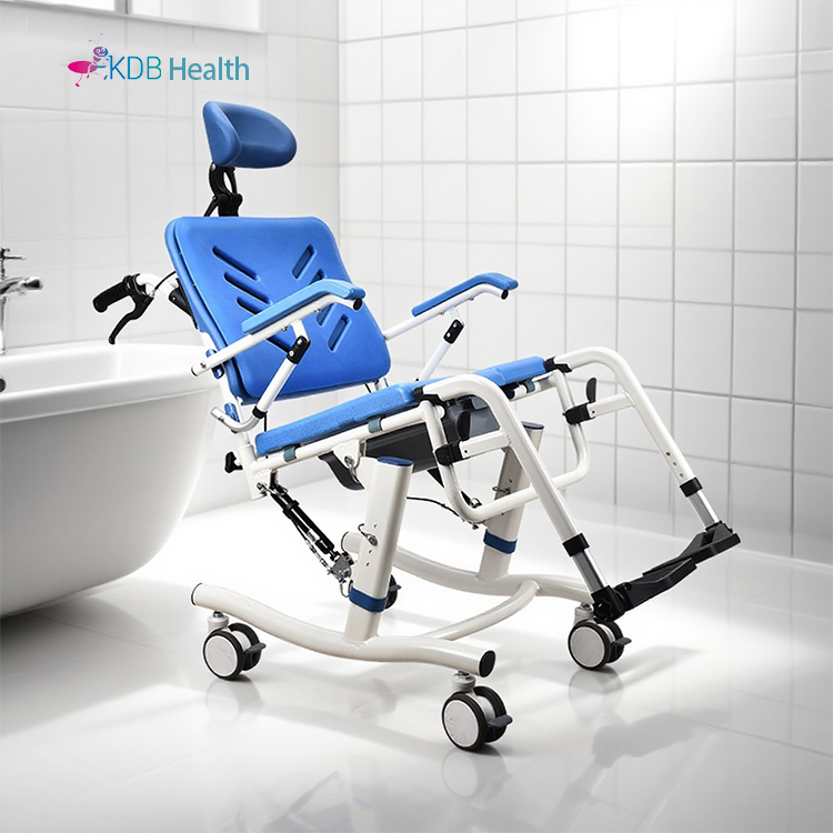 Liggende commode stoel met wielen