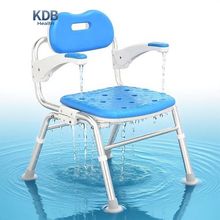 Folding Shower Chair with Flip-Up Armrests, EVA Seat