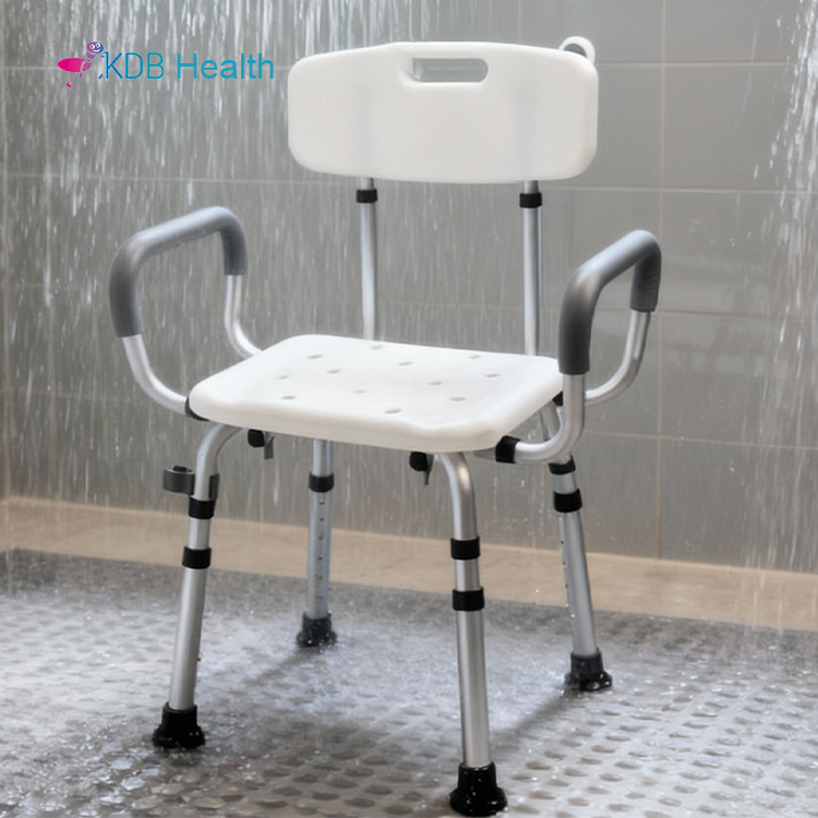 Kerusi Mandi Aluminium dengan Sandaran Belakang dan Lengan